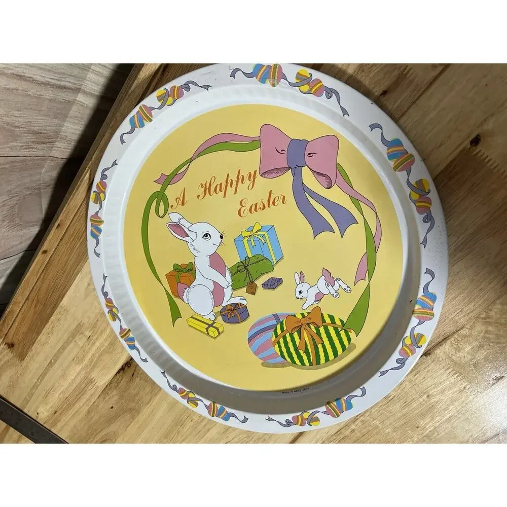 Vintage Happy Easter Serving Platter Made In Hong Kong 13”